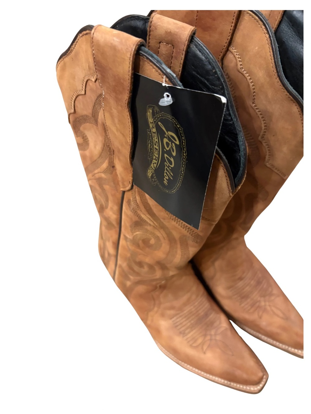 J.B. Dillon Reserve Western Cowboy Boots Tan Leather Snip Toe Women’s 8.5 B NWT